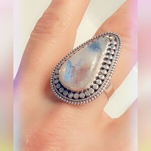 Rainbow Moonstone Sterling Silver Gemstone Ring